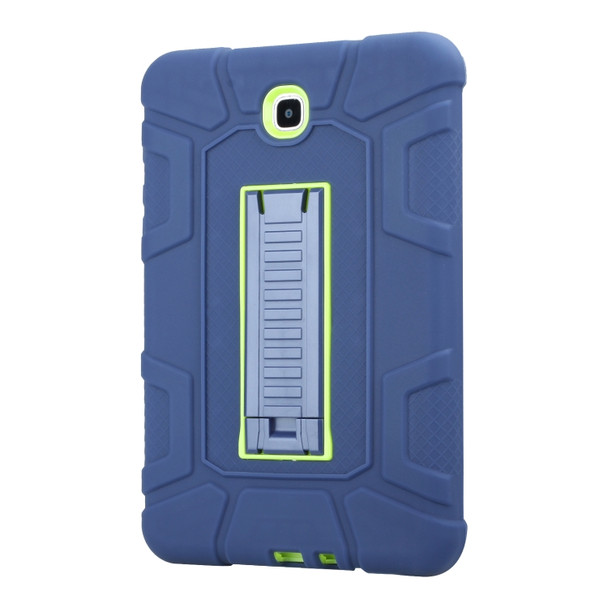 For Samsung Galaxy Tab A 8.0 2015 C5 Four Corners Shockproof Silicone + PC Protective Case with Holder(Navy Blue + Lemon Yellow)