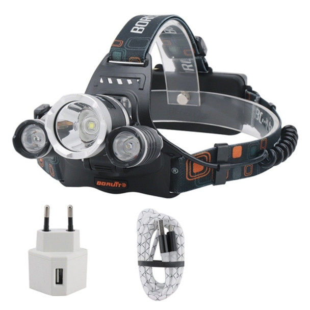 YWXLight RJ-3000 5000LM Strong Headlight USB Rechargeable Fishing Light, EU Plug(Headlamp+USB Cable)