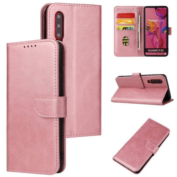 For Huawei P30 Calf Texture Buckle Horizontal Flip Leather Case with Holder & Card Slots & Wallet(Rose Gold)