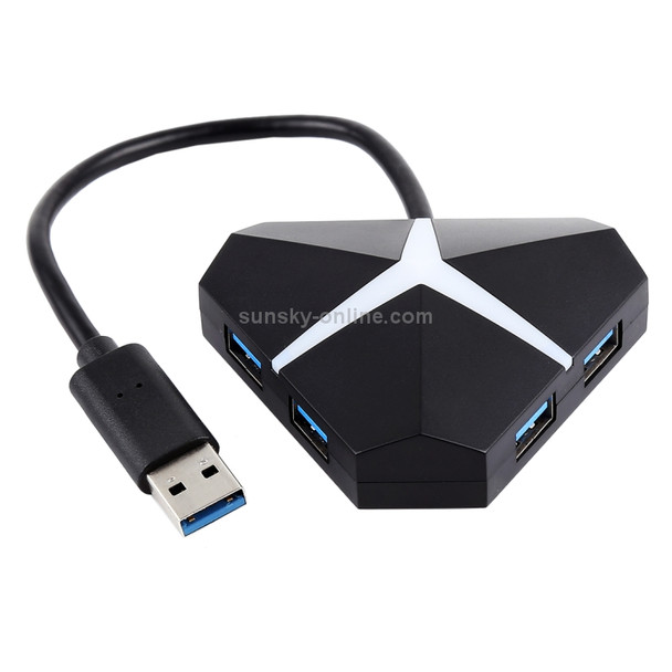 5Gbps Super Speed 4 Ports USB 3.0 HUB Adapter, Cable Length: about 20cm(Black)