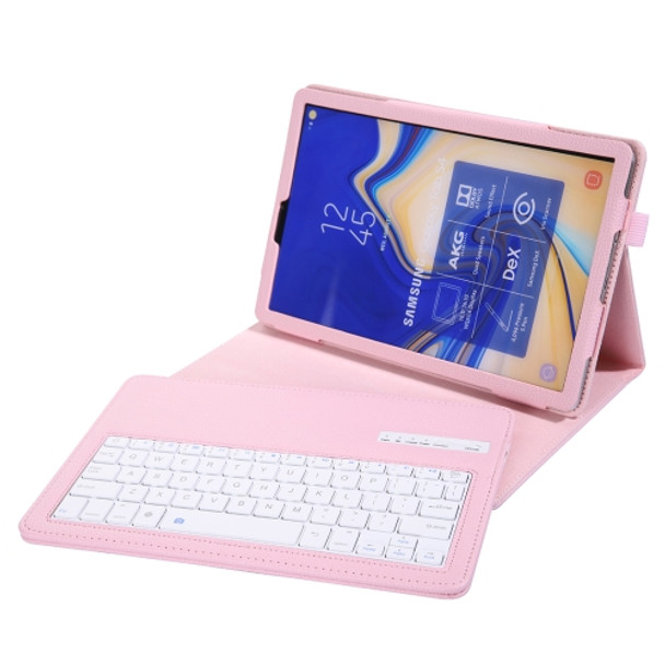 SA830 Bluetooth 3.0 Litchi Texture Detachable Bluetooth Keyboard Leather Case for Samsung Galaxy Tab S4 10.5 inch T830 / T835, with Holder (Pink)