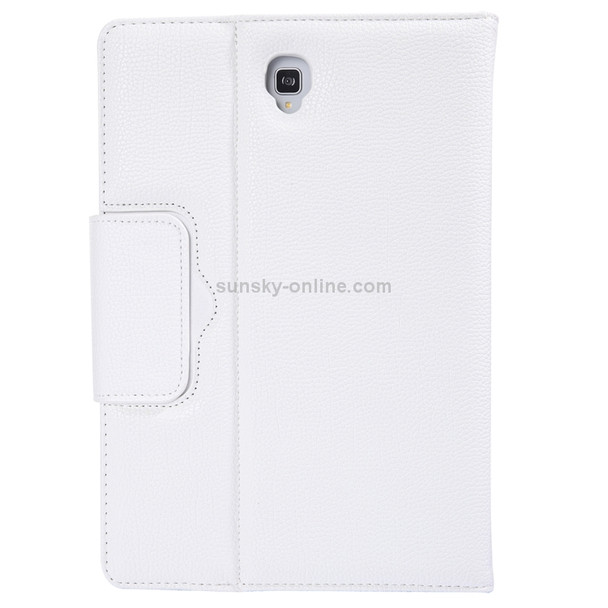 SA830 Bluetooth 3.0 Litchi Texture Detachable Bluetooth Keyboard Leather Case for Samsung Galaxy Tab S4 10.5 inch T830 / T835, with Holder (White)