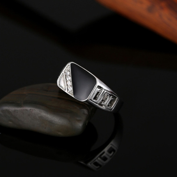 Male Fashion Classic Rhinestone Enamel Rings, Ring Size:12(Platinum)