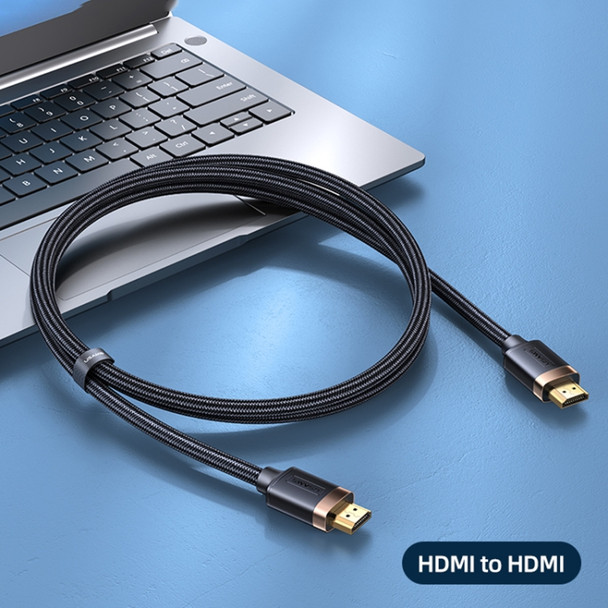 USAMS US-SJ529 U74 HDMI to HDMI 4K Glossy Aluminum Alloy HD Audio and Video Cable, Cable Length:3m(Black)