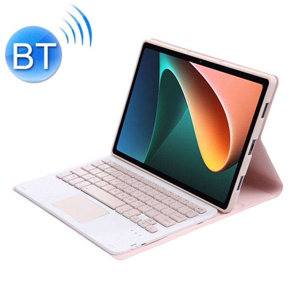 A0N5-A Ultra-thin Detachable Lambskin Texture TPU Bluetooth Keyboard Leather Case with Holder & Touchpad For Xiaomi Pad 5 / 5 Pro(Pink)