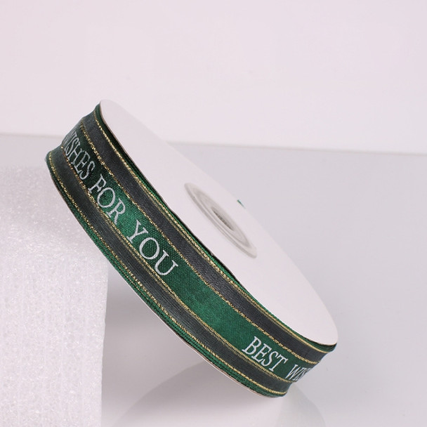 English Letter Colored Printed Ribbons Phnom Penh Gift Bouquet Ribbons Bowknot Flowers Packaging Ribands, Size: 45m x 2.5cm(Green)