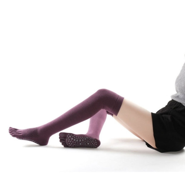 Ladies Over The Knee Yoga Socks Winter Warm Non-Slip Dance Five-Finger Socks, Size: Free Size(Wine Red)