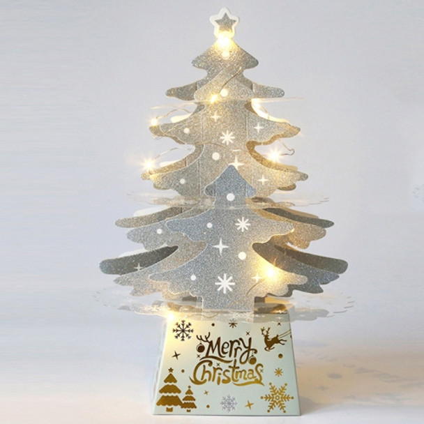 2 PCS Christmas Decorations Mini Desktop Christmas Tree Ornaments, Specification: Silver Warm Lamp