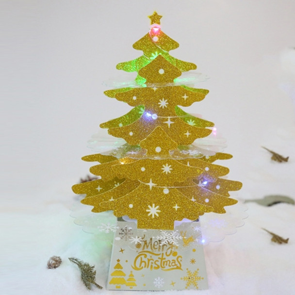 2 PCS Christmas Decorations Mini Desktop Christmas Tree Ornaments, Specification: Gold Color Lamp