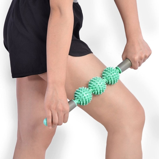 Yoga Health Care Triple Hedgehog Balls Neck Leg Hand Muscle Massage Stick(Green)