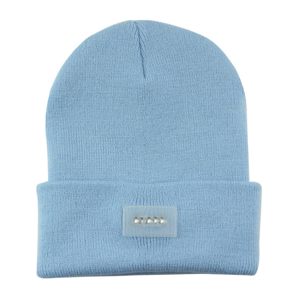 Unisex Warm Winter Polyacrylonitrile Knit Hat Adult Head Cap with 5 LED Light (Aqua Blue)