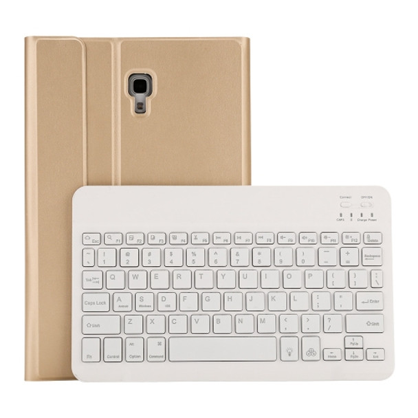 ST590S Bluetooth 3.0 Fine Wool Texture PU Leather ABS Detachable Seven-color Backlight Bluetooth Keyboard Leather Case for Samsung Galaxy Tab A 10.5 inch T590 / T595, with Pen Slot & Holder (Gold)