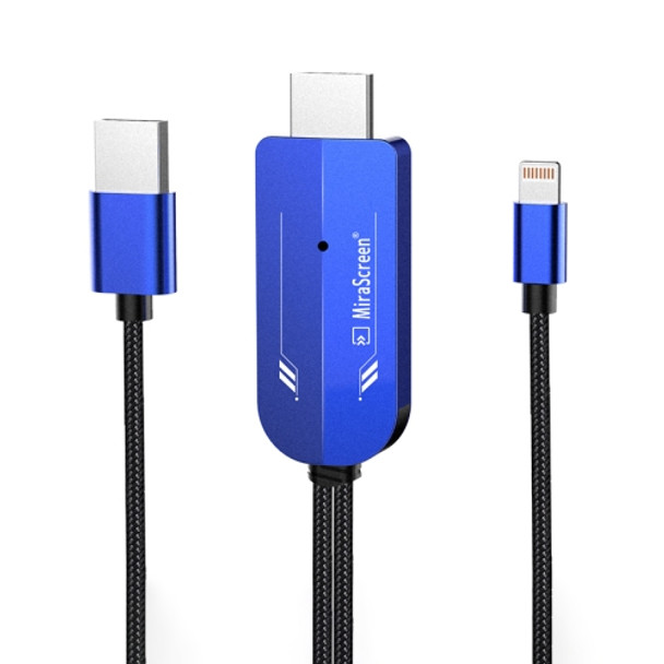 MiraScreen LD22M-1 2 in 1 8 Pin to HD-MI + USB Dual-OS HDTV Dongle Cable, Plug and Play (Blue)