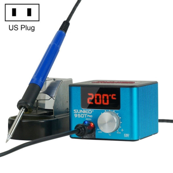 SUNKKO 950T Pro 75W Electric Soldering Iron Station Adjustable Temperature Anti Static, US Plug(Blue)