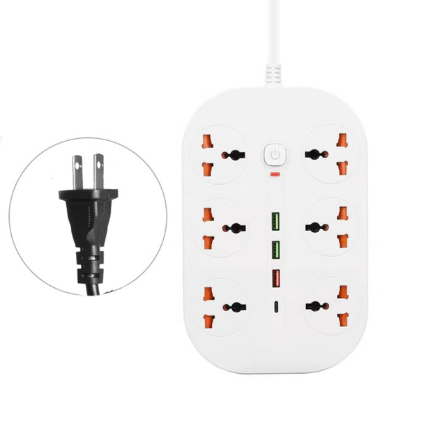 T21 PD3.0 + QC3.0 Multi Hole Row Plug 3000W High Power Socket, US Plug(White)