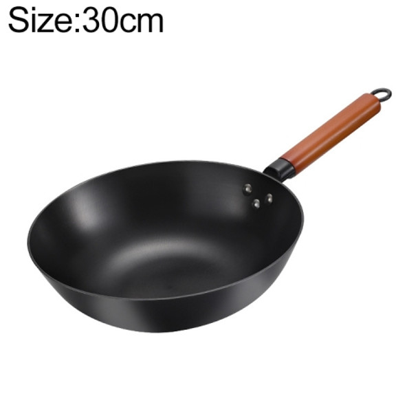 Uncoated Household Cast Iron Wok Suitable for Induction Cooker Gas Stove, Size:30cm Earless(Single Pot)