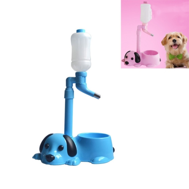 Pet Waterer Multifunctional Dog Lifting Kettle with Fixed Suction Basin Bottom(Blue)