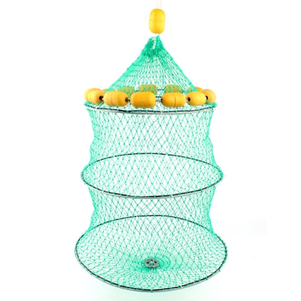 Outdoor Buoyancy Fishnet 3 Circle Fold Portable Fish Cage Multi-Float Sea Fishing Net