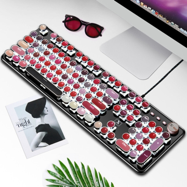 K520 104-Keys Mechanical Lipstick Keyboard Punk Retro Laptop Desktop Keyboard, Cable Length: 1.6m