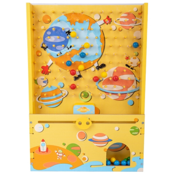 Wooden Assembling Ball Machine Exercise Hand-Eye-Brain Coordination Parent-Child Interactive Game Toy(Yellow)