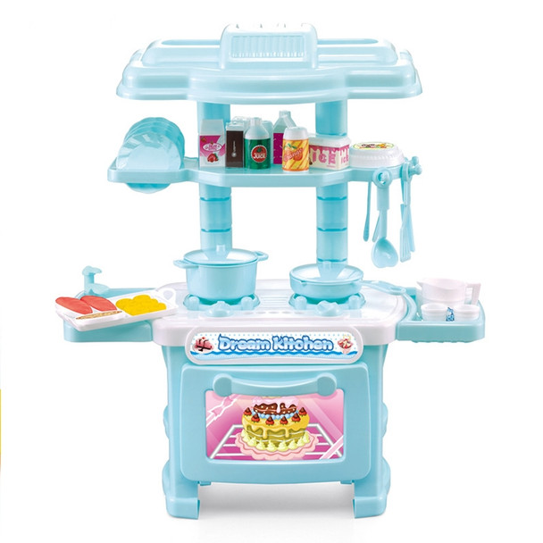 Miniature Kitchen Plastic Pretend Play Children Kids Toys for Girls Boys Simulation Cooking Cookware Kitchen Toys Set(Blue)