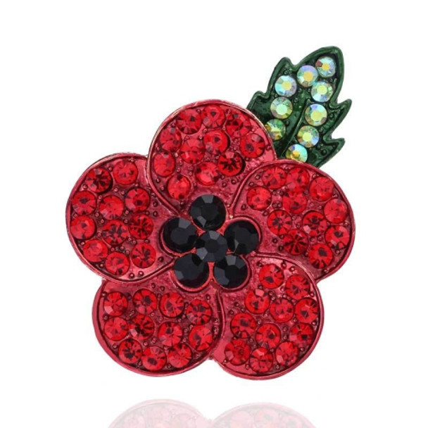 2 PCS Poppies Flower Brooch Alloy Full Diamond Brooch(B07117)