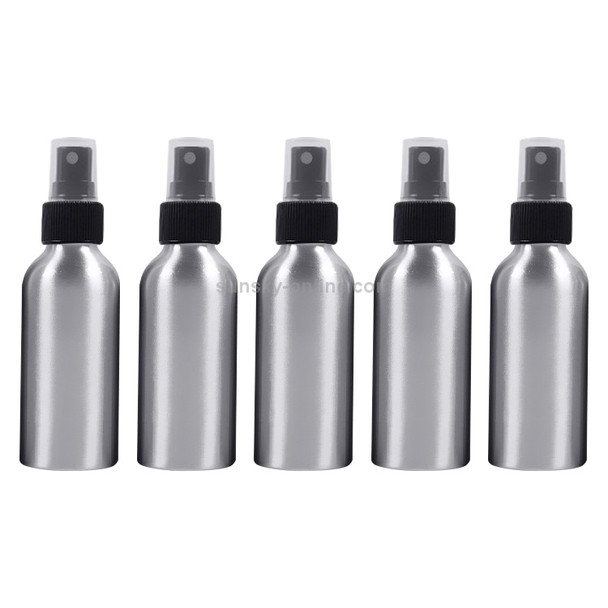 5 PCS Refillable Glass Fine Mist Atomizers Aluminum Bottle, 120ml(Black)