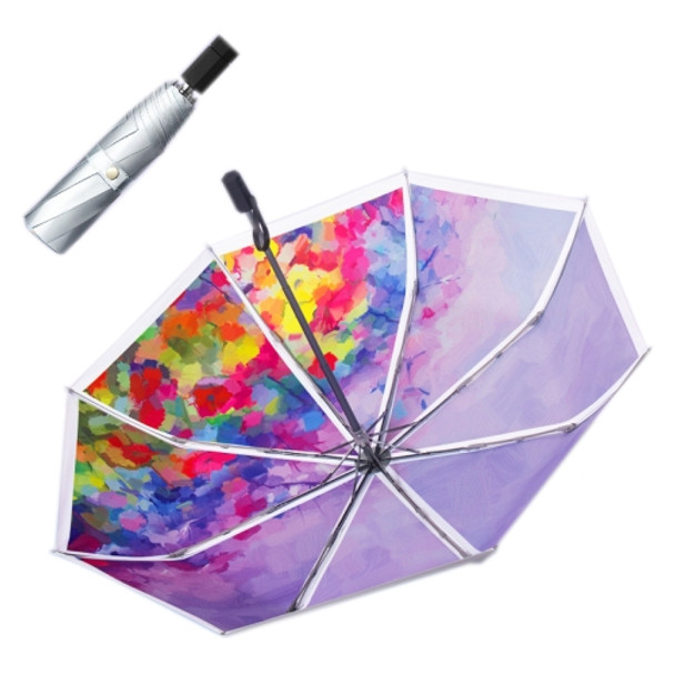 Illustrator Tri-Folding Umbrella Titanium Silver Glue Anti-Ultraviolet Folding Umbrella(Manual Yan Ran)