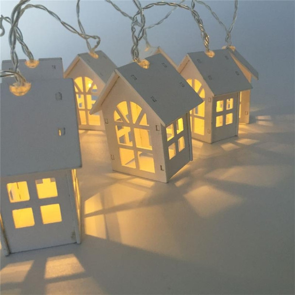 2m 10 LEDs Warm White Cute House Type Battery Decorative Lamp Wedding Christmas Party Decorative Light