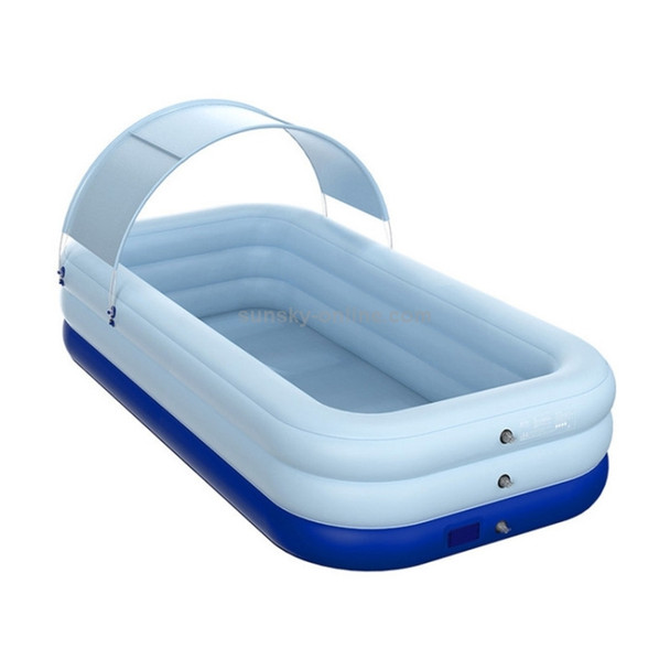 PVC Shade Wireless Automatic Inflatable Swimming Pool Household Children Swimming Pool Large Outdoor Plastic Pool with Shed, Size:2.1m(Blue)