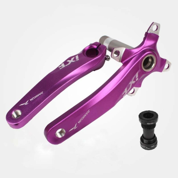 JIANKUN IXF Mountain Bike Hollow Crank Modified Single-plate Left and Right Cranks Crankshaft Bottom Axle, Style:Left and Right Crank+Bottom Bracket(Purple)