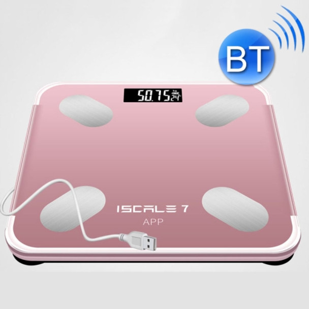 ISCRLE7 Smart Weight Scale Bluetooth Body Fat Measuring Instrument Light Energy Charging(Rose Gold)