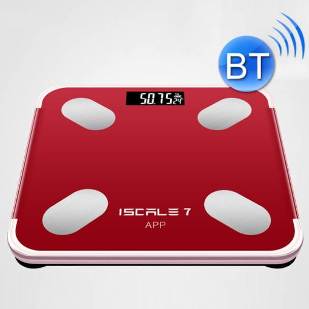 ISCRLE7 Smart Weight Scale Bluetooth Body Fat Measuring Instrument Battery Model(Red)