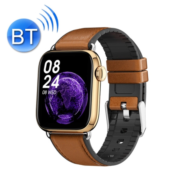 QY03 Smart Business Watch Heart Rate Blood Pressure Step Information Push Sports Bracelet, Colour: Gold Brown Belt