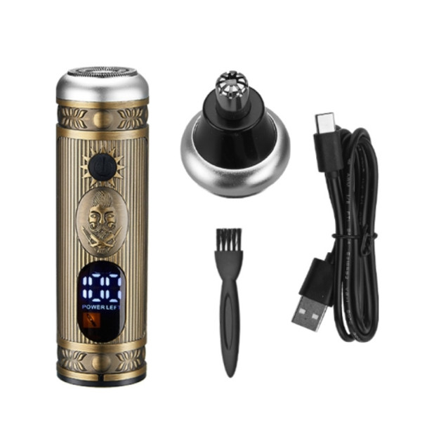 Nose Trimming + Shaving Two-in-one Ordinary Motor Mini Razor For Men(Bronze)