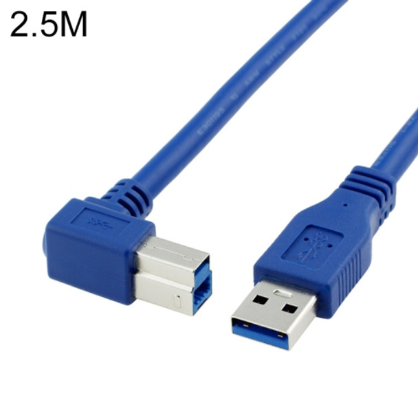 USB 3.0 A Male to Right 90 Degrees Angle USB 3.0 Type-B Male High Speed Printer Cable, Cable Length: 2.5m