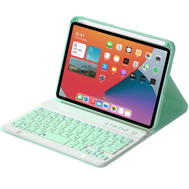 HK006 Square Keys Detachable Bluetooth Keyboard Leather Tablet Case with Holder for iPad mini 6(Mint Green)