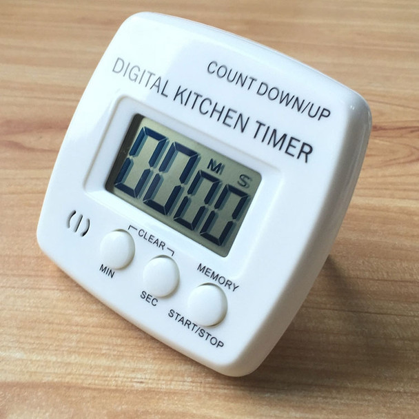 Kitchen Timer Digital Electronic Loud Alarm Magnetic Backing With Holder for Cooking Baking Sports Games Office(White)