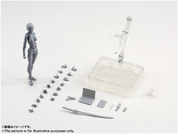 Figuarts Body Body-Chan Body-Kun Grey Color Ver Black PVC Action Figure Collectible Model Toy(A)
