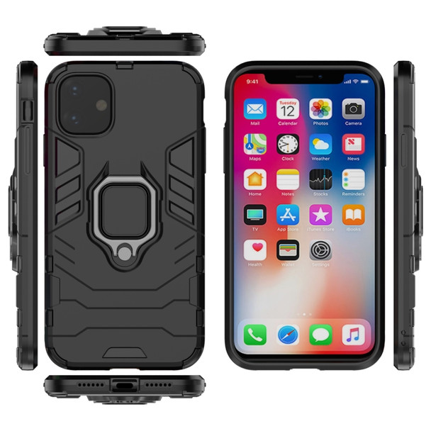 Panther PC + TPU Shockproof Protective Case with Magnetic Ring Holder for iPhone 11(Black)