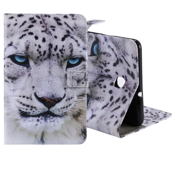 For Galaxy Tab A 8.0 (2018) T387 Colored Drawing Pattern Horizontal Flip PU Leather Case with Holder & Card Slots & Wallet(White Panther)