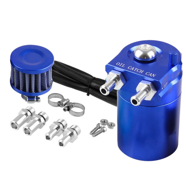 Universal Racing Aluminum Oil Catch Can Oil Filter Tank Breather Tank, Capacity: 300ML(Blue)