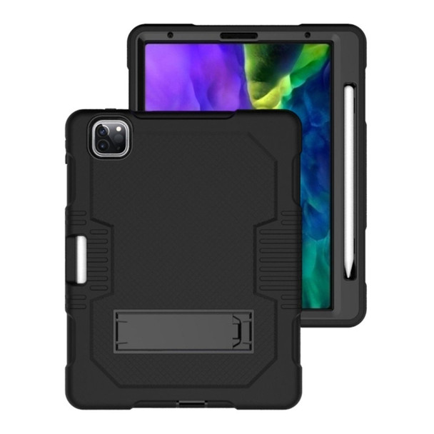 Contrast Color Robot Shockproof Silicone + PC Protective Case with Holder For iPad Pro 12.9 inch (2018/2020)(Black)