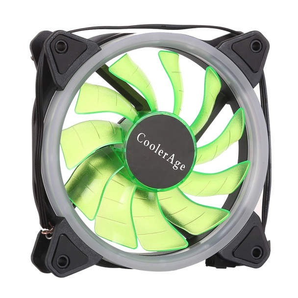 Color LED 12cm 3pin Computer Components Chassis Fan Computer Host Cooling Fan Silent Fan Cooling, with Power Connection Cable & Green Light(Green)