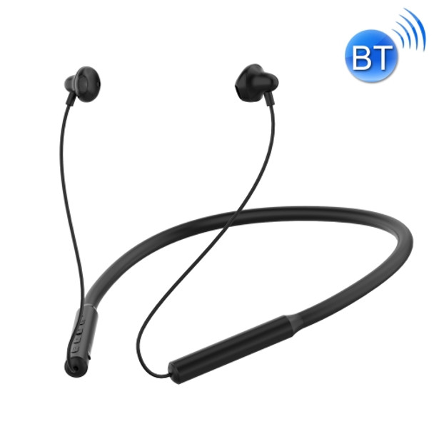 W18 Neck-Mounted Wireless Bluetooth 5.0 Sports Earphone with Wired Control Function(Black)