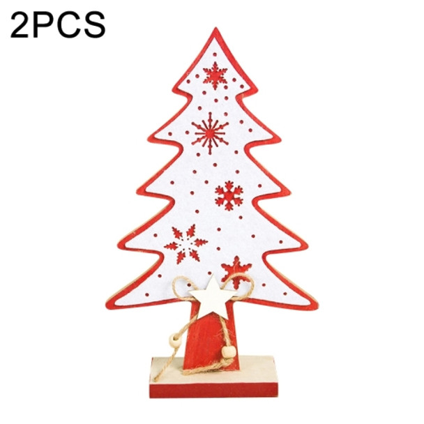 2 PCS Pendulum Felt Snowflake Wooden Christmas Tree Ornaments Creative Christmas Decorations, Size:Large(Red)