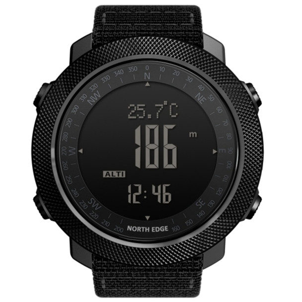 NORTH EDGE Multi-function Waterproof Outdoor Sports Electronic Smart Watch, Support Humidity Measurement / Weather Forecast / Speed Measurement, Style: Nylon Strap(Black)