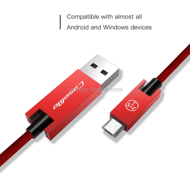 CaseMe 25cm 5V 2.1A Cloth Weave 3D Aluminium Alloy USB to Micro USB Data Sync Charging Cable for Samsung Galaxy S7 & S7 Edge / LG G4 / Huawei P8 / Xiaomi Mi4 and other Smartphones (Red)