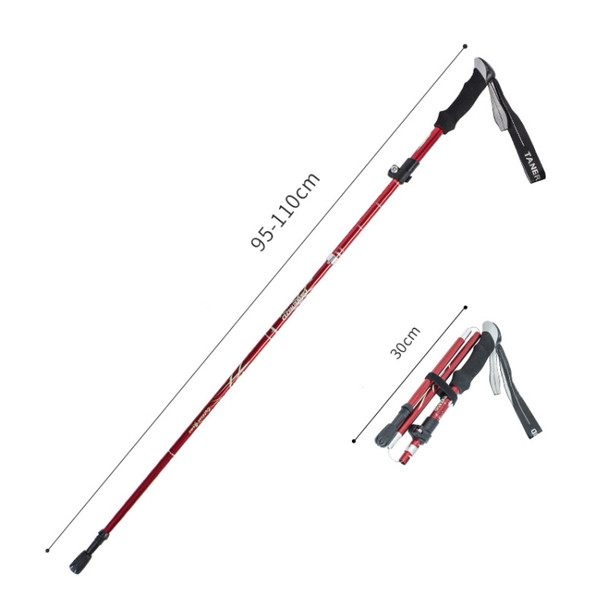 TANERDD TR-D0001 Trekking Poles Aluminum Alloy Folding Outdoor Handrails Trekking Walking Sticks(Short Model (Red))