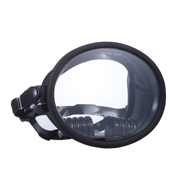 WAVE Panoramic Wide Field Of Vision Diving Goggles Anti-Fog And Waterproof Snorkeling Tempered Glass Mask, Size: One Size(Black)